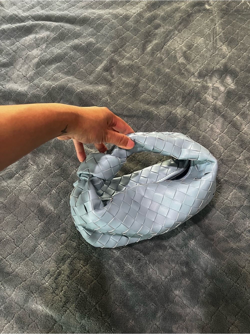 Knotted‎ Woven Jodie Mini Bag in Light Blue
